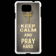 Coque Samsung Galaxy Alpha Keep Calm and Pray Christian Gris