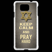 Coque Samsung Galaxy Alpha Keep Calm and Pray jewish Gris