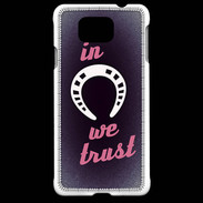 Coque Samsung Galaxy Alpha In Luck We trust Rouge ZG