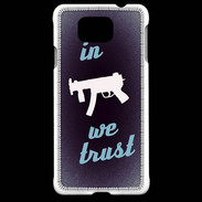 Coque Samsung Galaxy Alpha In Uzi We trust Bleu ZG