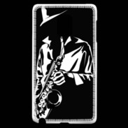 Coque Samsung Galaxy Note Edge Saxophoniste en noir et blanc