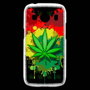 Coque Samsung Galaxy Ace4 Feuille de cannabis et cœur Rasta