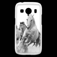 Coque Samsung Galaxy Ace4 Chevaux en noir et blanc