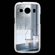 Coque Samsung Galaxy Ace4 paysage hiver deux lanternes