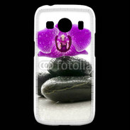 Coque Samsung Galaxy Ace4 Orchidée violette sur galet noir