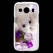 Coque Samsung Galaxy Ace4 Chiot blanc et fleur violette