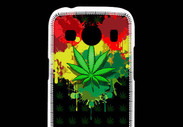 Coque Samsung Galaxy Ace4 Feuille de cannabis et cœur Rasta