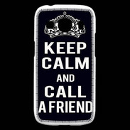 Coque Samsung Galaxy Ace4 Keep Calm Call friend Noir