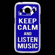 Coque Samsung Galaxy Ace4 Keep Calm Listen music Bleu