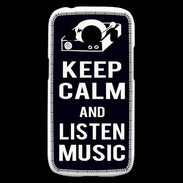 Coque Samsung Galaxy Ace4 Keep Calm Listen music Noir