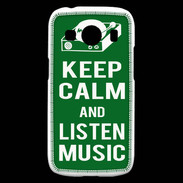 Coque Samsung Galaxy Ace4 Keep Calm Listen music Vert