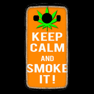 Coque Samsung Galaxy Ace4 Keep Calm Smoke it Orange