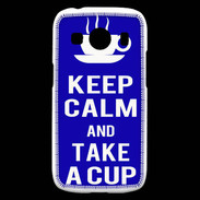 Coque Samsung Galaxy Ace4 Keep Calm Take a cup Bleu