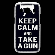 Coque Samsung Galaxy Ace4 Keep Calm Take a gun Noir