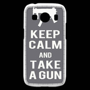 Coque Samsung Galaxy Ace4 Keep Calm Take a gun Gris