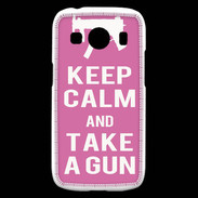 Coque Samsung Galaxy Ace4 Keep Calm Take a gun Rose