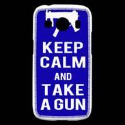Coque Samsung Galaxy Ace4 Keep Calm Take a gun Bleu