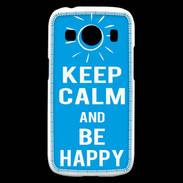 Coque Samsung Galaxy Ace4 Keep Calm Be Happy Cyan