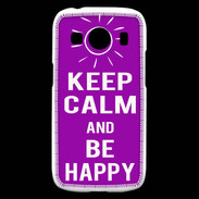 Coque Samsung Galaxy Ace4 Keep Calm Be Happy Violet