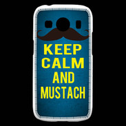 Coque Samsung Galaxy Ace4 Keep Calm and Mustach Bleu
