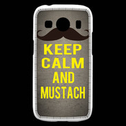 Coque Samsung Galaxy Ace4 Keep Calm and Mustach Gris