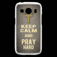 Coque Samsung Galaxy Ace4 Keep Calm and Pray Christian Gris