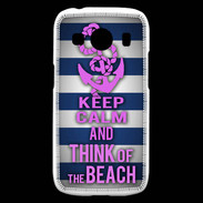Coque Samsung Galaxy Ace4 Keep Calm and Think Beach Bleu
