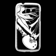 Coque Samsung Galaxy Fresh Musicienne guitare électrique en noir et blanc