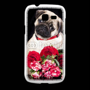 Coque Samsung Galaxy Fresh Chiot et fleurs rouges