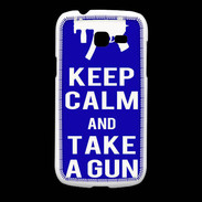 Coque Samsung Galaxy Fresh Keep Calm Take a gun Bleu