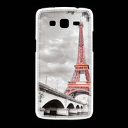Coque Samsung Galaxy Grand2 Tour Eiffel rouge sur fond en noir et blanc