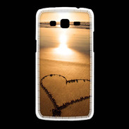 Coque Samsung Galaxy Grand2 Coeur sur la plage avec couché de soleil
