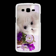 Coque Samsung Galaxy Grand2 Chiot blanc et fleur violette
