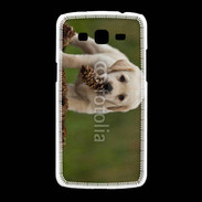 Coque Samsung Galaxy Grand2 Chiot labrador avec pomme de pin