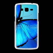 Coque Samsung Galaxy Grand2 Papillon sur fond bleu