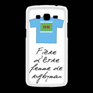 Coque Samsung Galaxy Grand2 Femme de rugbyman Bonus offensif-défensif Blanc 2