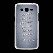 Coque Samsung Galaxy Grand2 Fous sages Bleu Citation Oscar Wilde