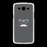 Coque Samsung Galaxy Grand2 moustache gris & blanc