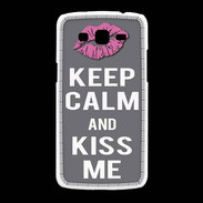 Coque Samsung Galaxy Grand2 Keep Calm Kiss me Gris