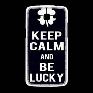 Coque Samsung Galaxy Grand2 Keep Calm Be lucky Noir