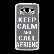Coque Samsung Galaxy Grand2 Keep Calm Call friend Gris