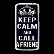 Coque Samsung Galaxy Grand2 Keep Calm Call friend Noir