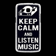 Coque Samsung Galaxy Grand2 Keep Calm Listen music Noir