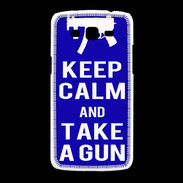 Coque Samsung Galaxy Grand2 Keep Calm Take a gun Bleu