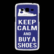 Coque Samsung Galaxy Grand2 Keep Calm Buy Shoes Bleu