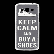 Coque Samsung Galaxy Grand2 Keep Calm Buy Shoes Gris