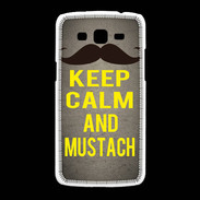 Coque Samsung Galaxy Grand2 Keep Calm and Mustach Gris