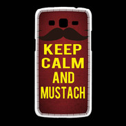 Coque Samsung Galaxy Grand2 Keep Calm and Mustach Rouge
