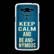 Coque Samsung Galaxy Grand2 Keep Calm and Be Anonymous Bleu