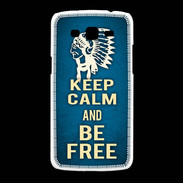 Coque Samsung Galaxy Grand2 Keep Calm and Be Free Bleu